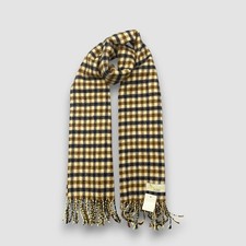 Aquascutum Wool Scarf Vintage Classic Fringe Check Winter Muffler Scarves 12x54