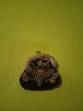 Vintage Antique Petit Point Purse Floral Pattern W/ Metal Clasp