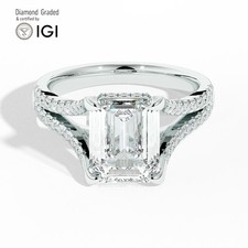 Emerald Diamond Engagement Ring Platinum Labgrown 3.50 Ct Solitaire