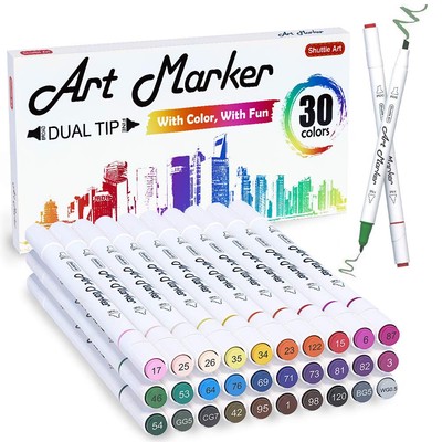 30 Colors Dual Tip Art Markers Permanent Marker Pens Highlighters Perfect for...