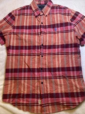 US Polo Association Men’s Button Up Shirt Medium Pink Orange Plaid Flannel M
