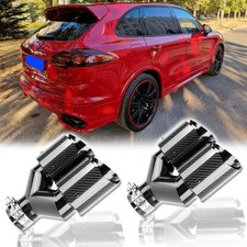 For Porsche Cayenne Carbon Twin Dual Exhaust Tip Double Muffler Pipe 2.5"-3" In