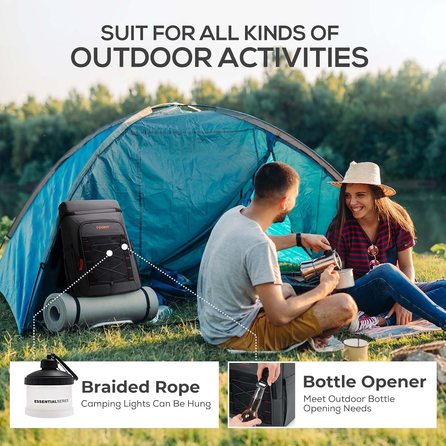 Insulated Leak-Proof Backpack Cooler Holds 30 Cans with 2 Thick Compartments-image