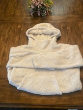 Victoria Secret Pink Sherpa Furry WHITE PULLOVER Hoodie Jacket SMALL