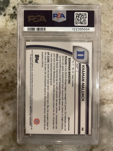 2024 Bowman cromo U púrpura refractor Khaman Maluach/399 PSA 10 PHOENIX SUNS - Imagen 2 de 2