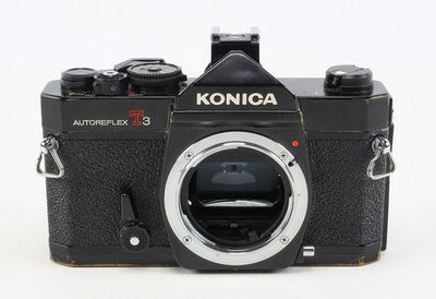 #ad Konica Autoreflex T3 35mm Camera Body Black Parts or Repair $24.99