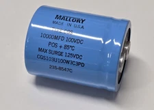 Mallory CGS103U100 Electrolytic Capacitors -10,000 uF 100VDC New open box