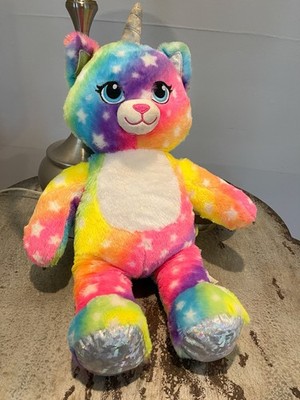 Retired Build A Bear Workshop Rainbow Kittycorn Unicorn Kitty Plush Bright Neon