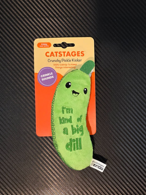 Catstages Crunchy Pickle Kicker Plush Dental Catnip Cat Toy 70379