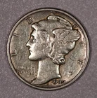 1942-P "Mercury" Silver One-Dime Coin, Extra Fine