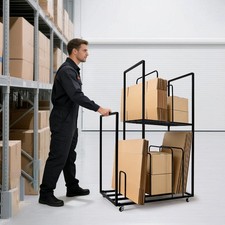 Rolling Cardboard Box Organizer, Metal Carton Cart Stand, Cardboard Storage Rack