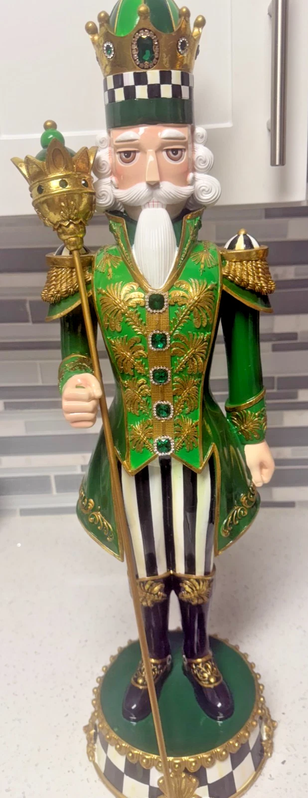 Mackenzie-Childs Emerald Luxe Castle Guard Nutcracker RARE LARGE RETIRED