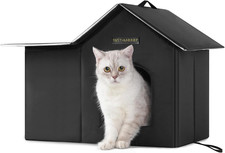 Outdoor Cat House, Feral Cat House Insulated with Mat and Clip, Weatherproof and