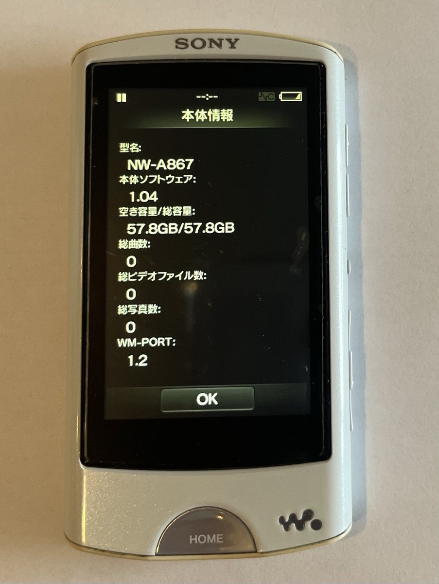 SONY Walkman NW-A867 57.8GB Digital MP3 Player - White