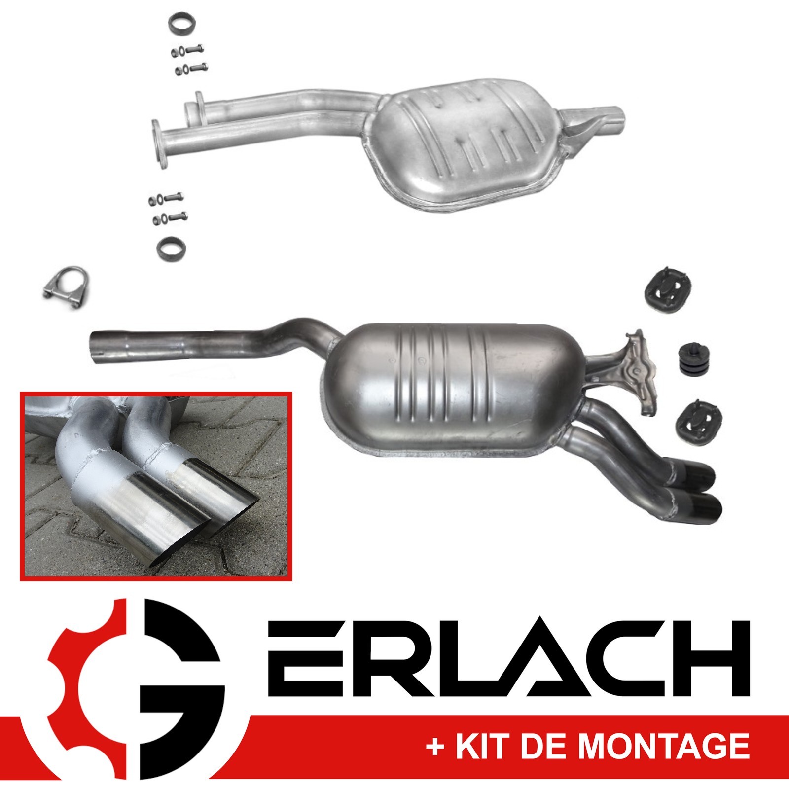 Silencieux arrière en acier aluminisé pour Mercedes C124 et Classe E 7428