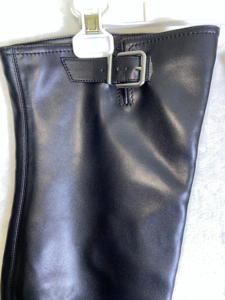 GB Knee High Boots  Zip Buckle Biker 8 M 202308XX Black Combat - Image 4 of 4