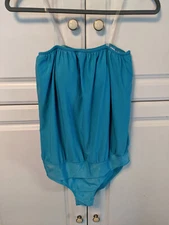 CHARTOU ONE PIECE SWIMSUIT Aqua Size Large No straps Polyester Built-in Bra