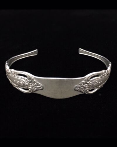 Oneida Vintage Handmade Solid Sterling Silver Spoon Repousse Cuff Bangle - Picture 1 of 4