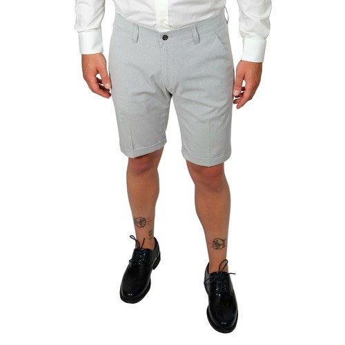 Bermuda Uomo Cotone a Righe Blu Slim Pantaloncino Shorts Denim Eleganti |  eBay