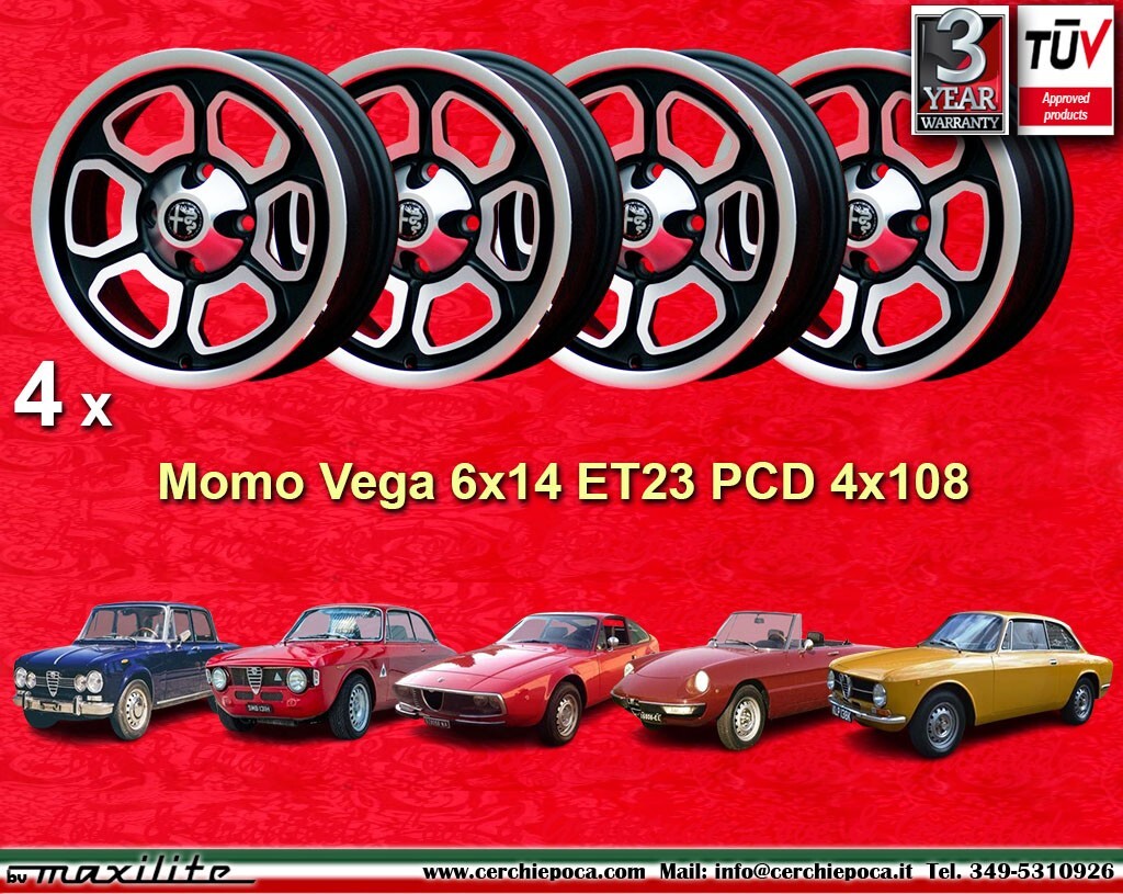 4 Cerchi Momo Vega Alfa Romeo 6x14 Giulia GT GTA Wheels Felgen