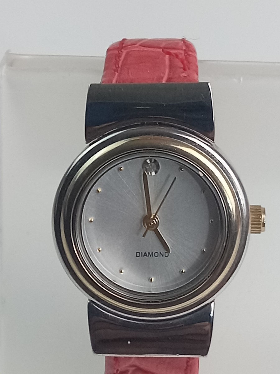 Vintage Valletta Women's Silver Tone Quartz Watch Red