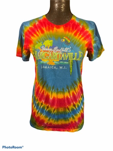 Margaritaville Womens Size Small Red Yellow Blue Tie Dye Cotton Tshirt