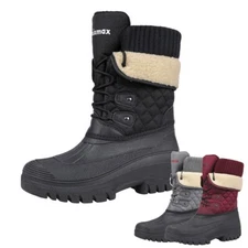 Knixmax Women's Snow Boots Lined Mid-Calf Snow Boots Fur Lined Winter Boots