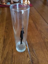 Glass bud vase. Abraham Lincoln.  Clear Glass. Black Image. Fun For Decorating