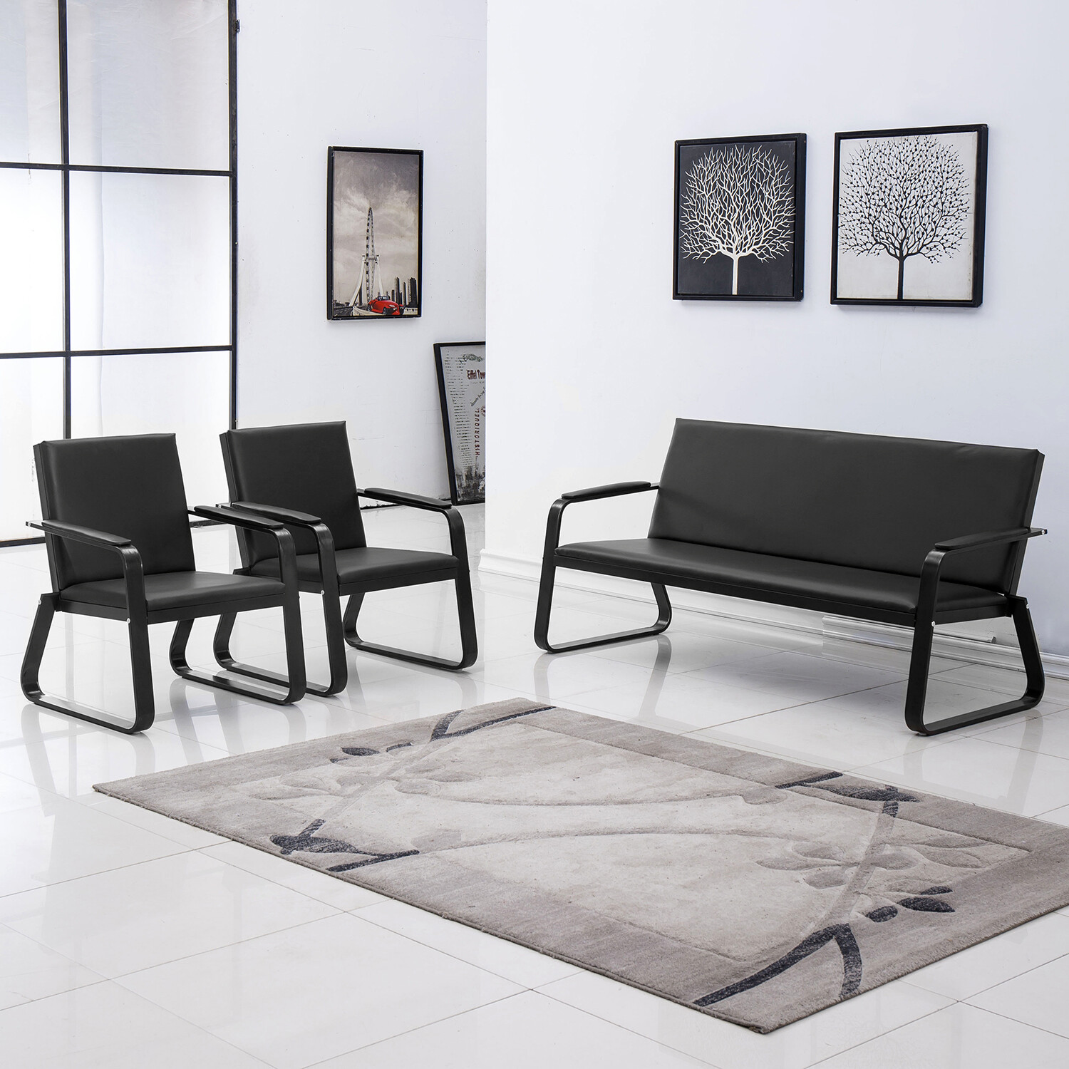 Guest Sofa Waiting Bench Pvc Leather