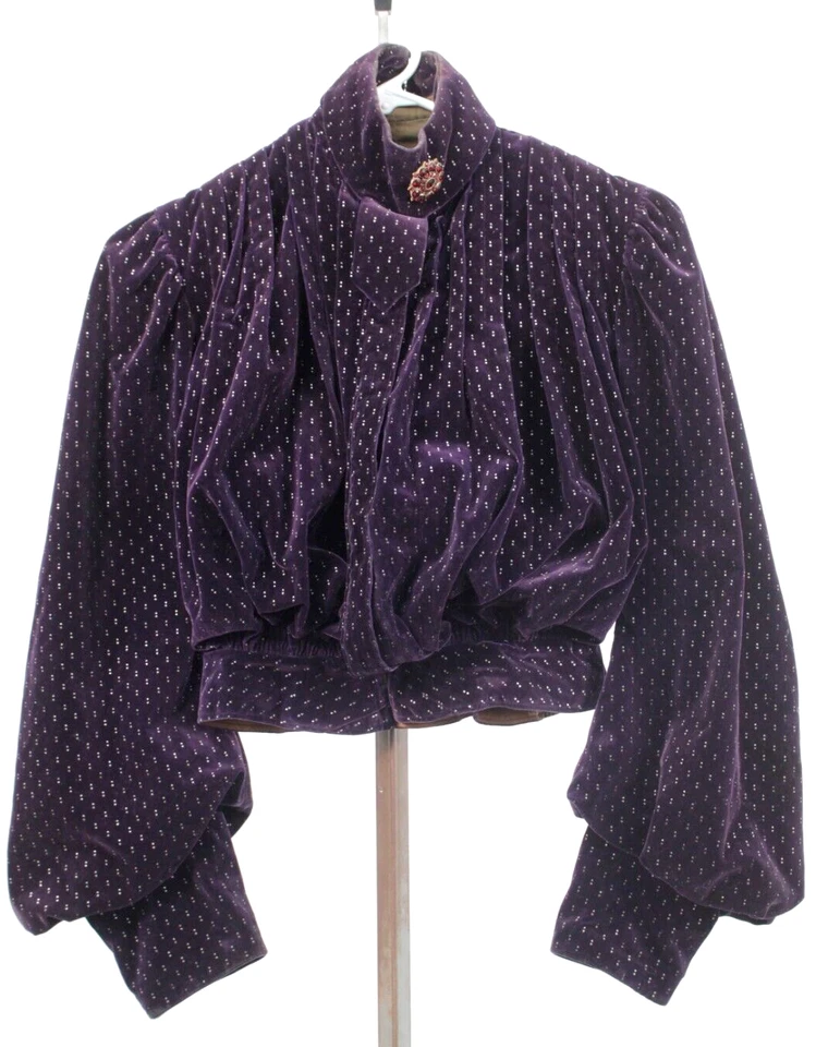 Chaqueta de terciopelo púrpura antigua eduardiana de finales de 1800 principios de 1900 XXS/XS de colección para mujer Foto 3 de 4