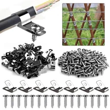 100 Pcs Stainless Steel Wire Fence Clips with 100 Screws for 12-16 Gauge