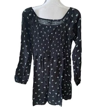 Art Class Dress Girls XL 14/16 Black Butterflies Long Sleeve Smocking NEW AD117