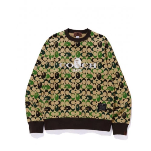 A BATHING APE (BAPE) Felpa A Bathing Ape BAPE X COACH L con portachiavi limitato fantasia mimetica verde