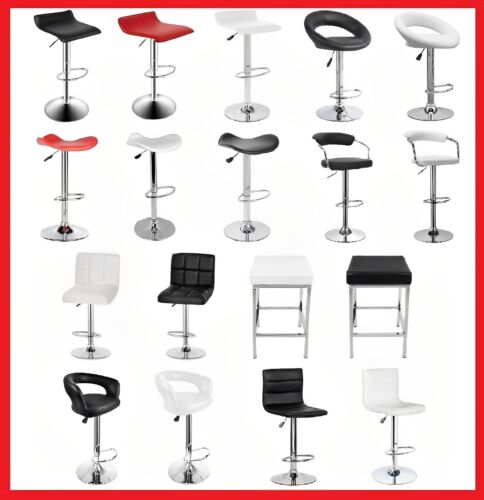 4 2 1X New PU PVC Leather Bar Stools Kitchen Chair Gas Lift Black White PostFree - Picture 1 of 26