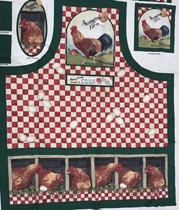 Vintage Daisy Kingdom Sunnyside Farm Chicken Hen Rooster Apron Panel 45” x 35.5”