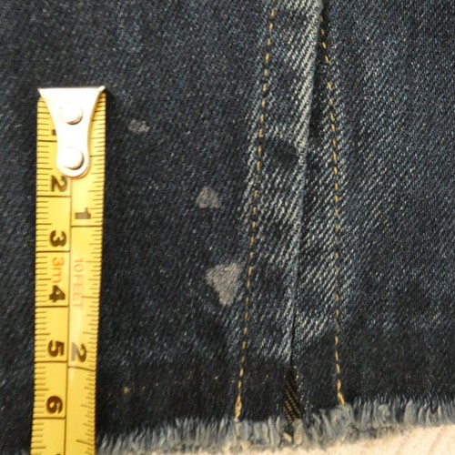 Amo Lola Denim Jacket Pins Collarless Blue Dark Wash Frayed Hem Cropped size XS - 第 12/12 張圖片
