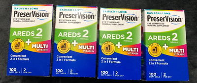 New Lot Of 4 Boxes Preservision AREDS 2 Eye + Multivitamin 100x4 400 3/2026+
