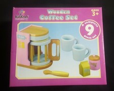 KidKraft Wooden Kids Pastel Coffee Set Pretend Play Kitchen Toy - 63163