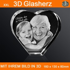 XXL Glasherz 3D Foto Glas Gravur Individuell ...