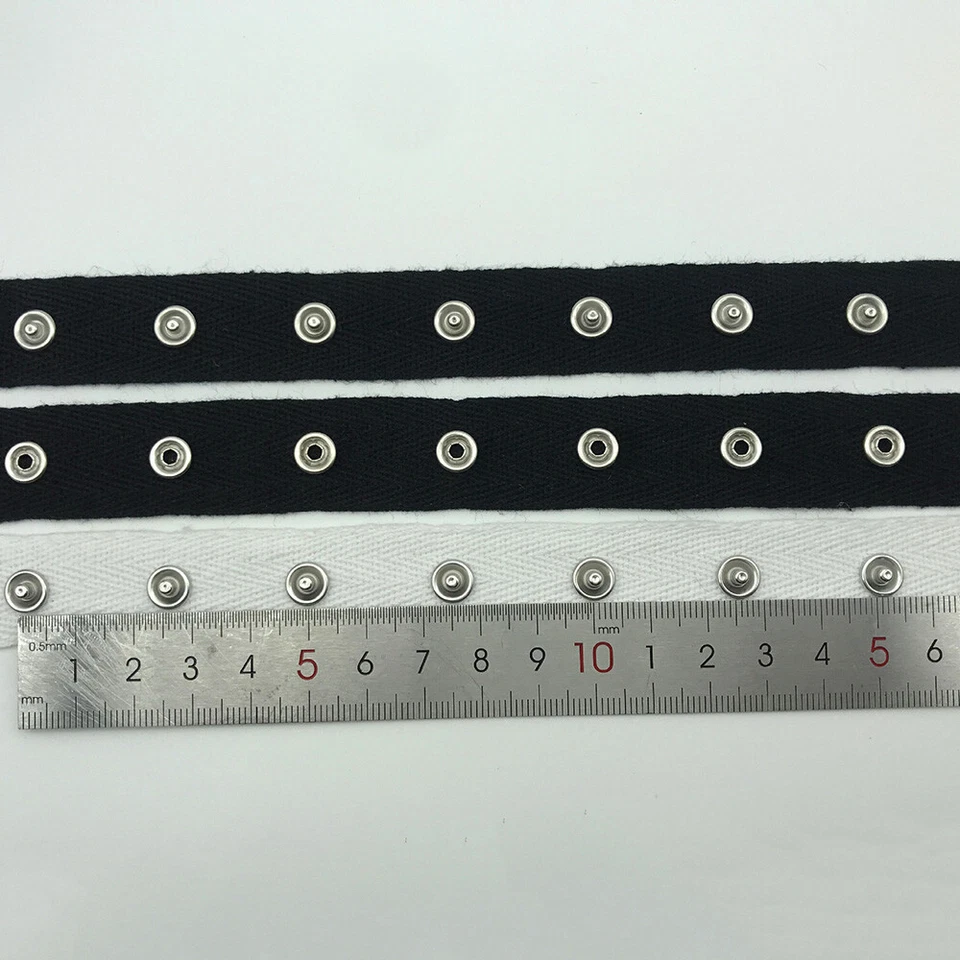 1 Y Cotton Metal Snap Fastener Tape Press Ribbon Buttons Trim Garment Sewing DIY - Image 3 of 4