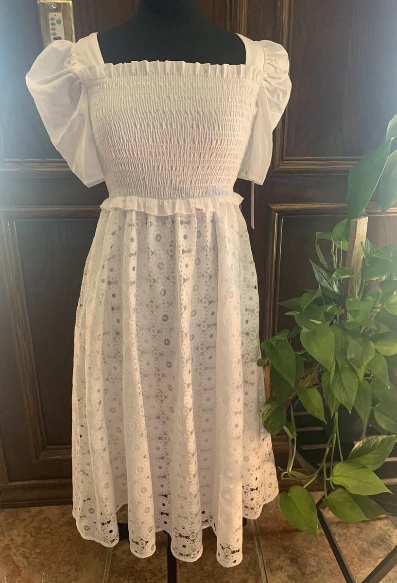 Rachel Parcell white lace midi dress XXS free shipping $110 | eBay