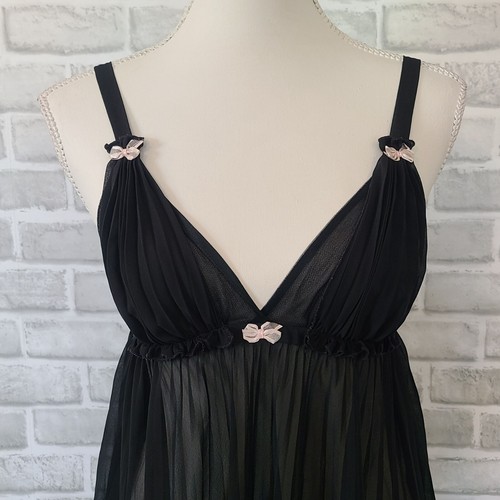 Betsey Johnson Intimates Bebé Muñeca Chemise Negro Transparente Camisón Vestido Sin Mangas Grande - Imagen 2 de 7