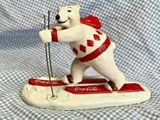 Coca Cola Ceramic Polar Bear Figurine "Always Skiing" 1995 Enesco 157953