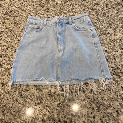 Mini Denim Skirt Size Frayed Edge Distressed Y2K Style Topshop