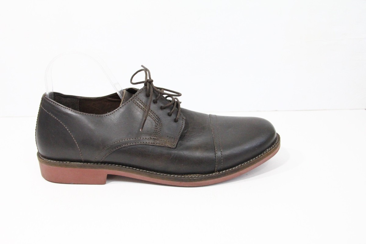 Men\'s Warehouse Size 11D Wide Brown Leather Oxford Dress Shoes Lace up Brown Lace Up Oxford Shoes | Men main image 4