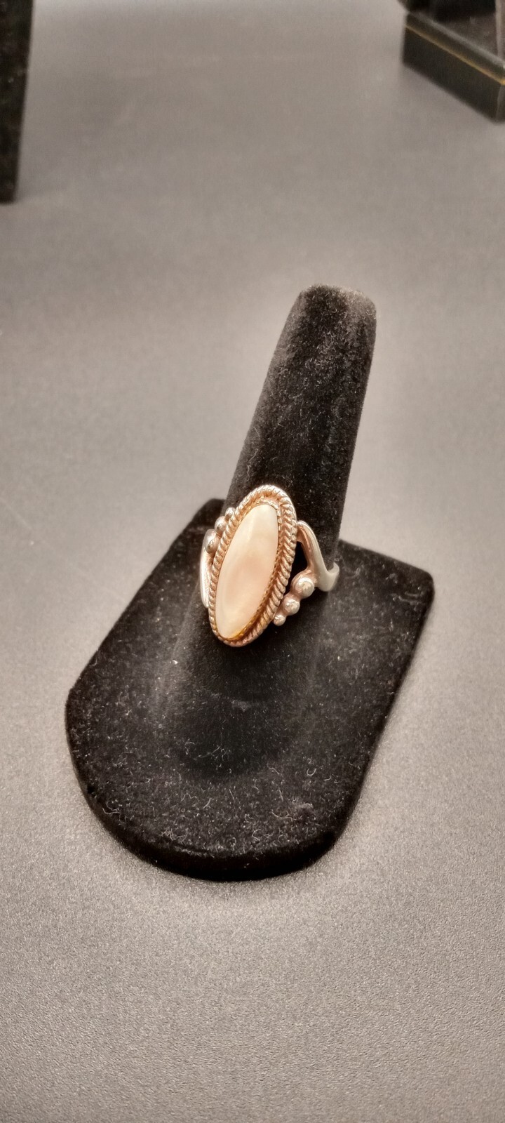 Native Sterling Silver Abalone Shell Ring Sz (SJ1… - image 3