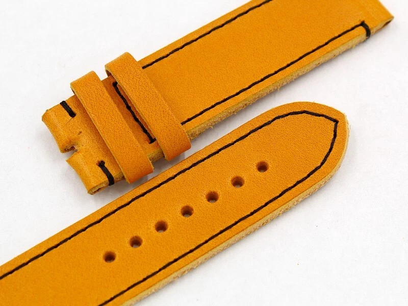 Nuevo Omega Correa Mostaza Cuero Genuino 19Mm-20Mm Reloj Artesanal Accesorios Foto 4 de 4