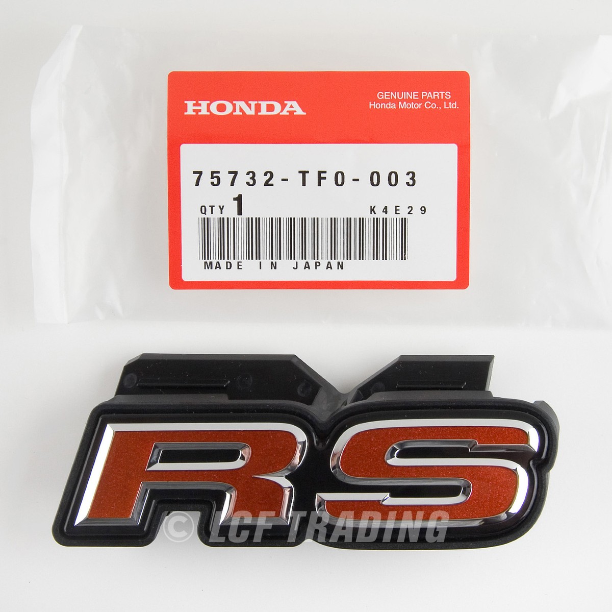 Authentic OEM JDM Honda 2011 Fit RS Front Emblem Red 75732-TF0-003