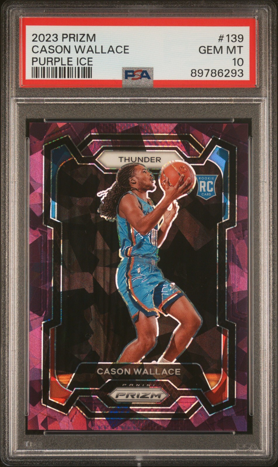 2023 PANINI PRIZM CASON WALLACE PURPLE ICE RC ROOKIE #/149 #139 PSA 10 GEM MINT