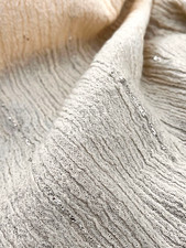 Double Gauze Neutral Stretchy Crinkle Cotton Fabric, Textured, By 2 Meters.